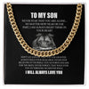 Personalized Cuban Link Chain Necklace Gift For Son - To My Son Lion Never Stop Believe In Yourself Just Go Forth Cuban Link Chain Necklace