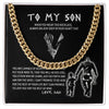 Personalized To My Son Viking Cuban Link Chain Necklace Gifts For Son From Dad Mom - Son Necklace For Birthday Father's Day - You Either Win Or Learn