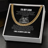 Personalized Cuban Link Chain Necklace Gift For Son - To My Son Lion Never Stop Believe In Yourself Just Go Forth Cuban Link Chain Necklace