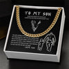 Personalized To My Son Viking Cuban Link Chain Necklace Gifts For Son From Dad Mom - Son Necklace For Birthday Father's Day - You Either Win Or Learn