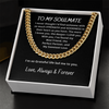 To My Soulmate My Sweetest Love Cuban Link Chain Necklace Gift For Him, Birthday Gift, Aniversary Gift