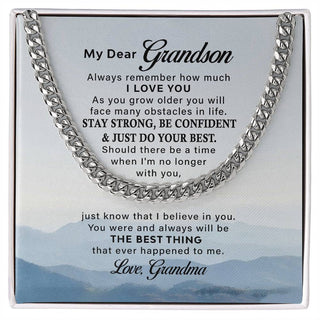 To My Grandson I Love You Link Chain Necklace Gift For Him, Birthday Gift, Aniversary Gift