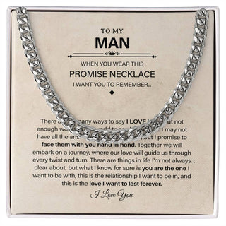 To My Man Cuban Chain Necklace for Him, Best Jewelry for Men, Romantic Birthday Gifts for Him Christmas, Jewelry for Him, Romantic Valentine