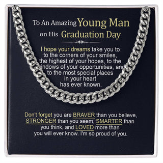Happy Graduation Best Graduation Gifts for Him,Cuban Chain Necklace for Him on Graduation Day, High School/ College Graduation Gifts for Boy