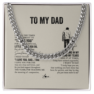 Personalized To My Dad Necklace From Daughter For All The Times That I Forgot To Thank You Dad Birthday Fathers Day Christmas Customized Gift Box Message Card