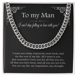 To my man gifts, to my man necklaces gift, romantic gift for husband, cuban link chain for men gift for boyfriend romantic, couple gifts, fiance gifts Necklace valentines day gifts for him HG