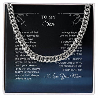Personalized To My Son Cuban Link Chain From Mom I Love You For All That You Are Son Jewelry Gift For Men On Fathers Day Birthday Wedding