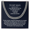 Cuban Chain Necklace for My Man, Gift for Husband Love You To The Moon, Meaningful Anniversary