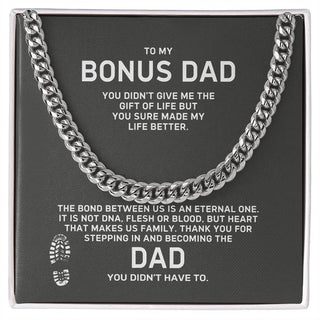 To My Stepped Up Dad - Stainless Steel Necklace Cuban Chain Necklace Gift For Him, Birthday Gift, Aniversary Gift