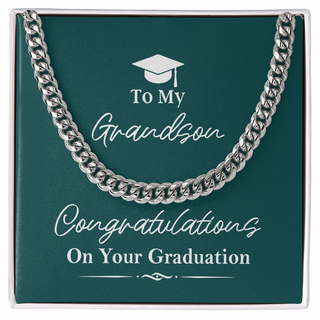 Happy Graduation To My Grandson, Cuban Link Chain, Graduation Present, Grad Gift, From Grandparents
