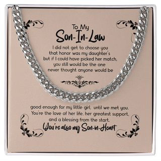 Happy Graduation Son In Law Cuban Chain Necklace, Gift For Him, Men's Chain Necklace, Future Son In Law Birthday Gift on Wedding Day, Sentimental Son Gifts