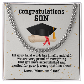 Happy Graduation Graduation Gift for Son from Mom and Dad Cuban Link Chain Necklace