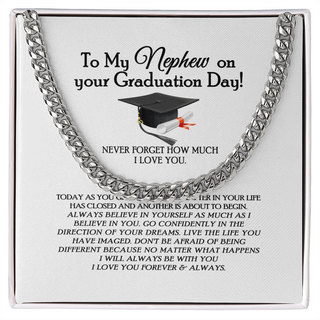 Happy Graduation, Grad Gift for Nephew, Nephew Graduation Gift from Aunt, High School College Nephew Graduation Gift, Nephew's Grad, Cuban Chain Necklace
