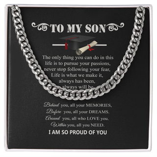Happy Graduation Graduation Gift College for Son, Cuban Link Chain Gift for Son on His Graduation, Best Graduation Gifts for Son from Mom or Dad