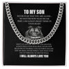 Personalized Cuban Link Chain Necklace Gift For Son - To My Son Lion Never Stop Believe In Yourself Just Go Forth Cuban Link Chain Necklace