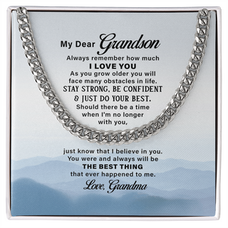 To My Grandson I Love You Link Chain Necklace Gift For Him, Birthday Gift, Aniversary Gift