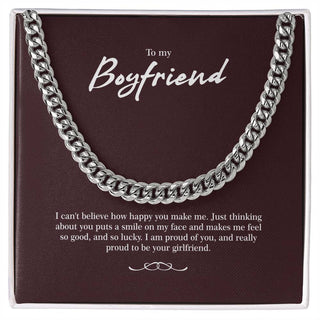 Cuban Link Chain Necklace, To My Boyfriend Necklace for Women, Adults Size