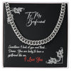 For My Boyfriend I Love You, Cuban Link Chain with Message Card, Silver Men Adult Necklace