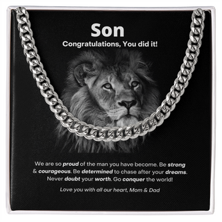 Son, You did it Cuban Link Chain Necklace Graduation Necklace Gift For Him, Birthday Gift, Aniversary Gift