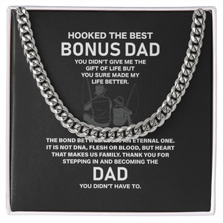To My Bonus Dad-Stainless Steel Cuban Chain Necklace Necklace Gift For Him, Birthday Gift, Aniversary Gift