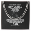 To My Bonus Dad-Stainless Steel Cuban Chain Necklace Necklace Gift For Him, Birthday Gift, Aniversary Gift