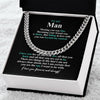 To My Man Necklace, Gift for Him, Cuban Chain, Anniversary Gift, Father's Day Gift, Fiance, Boyfriend, Husband, Romantic Birthday Gifts