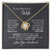 To My Beautiful Wife Love Knot Necklace Gift For Wife I Can't Live Without You Love Knot Necklace