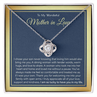 To My Mother in Law Necklace from Daughter, Gift to Mother-in-Law for Christmas Birthday Mother's Day, Message Card to Mom-in-Law