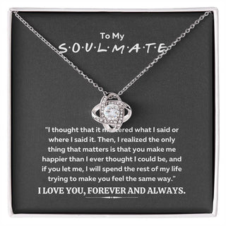 To My Soulmate Love Knot Necklace, Valentine Couple Gift, Anniversary Birthday Pendant Gift, Gift For Him, Gift For Her, Happy Father Day Mother Day Gift