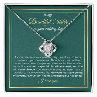 Sister of The Bride Necklace, Sister Wedding Gift for Bride from Sister on Wedding Day, Meaningful Gift