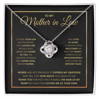 Mother In Law Knot Necklace, Valentine Couple Gift, Anniversary Birthday Pendant Gift, Gift For Him, Gift For Her, Happy Father Day Mother Day Gift