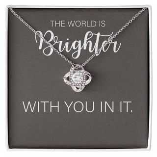 Mental Health Necklace The World Is Brighter With You In It Mental Health Gift, Motivational Necklace, Encouragement Gift, Good Vibe Gift that Lifts Spirits
