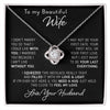 To My Beautiful Wife Love Knot Necklace Gift For Wife I Can't Live Without You Love Knot Necklace