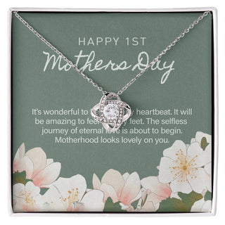 Happy 1st Mother's Day Necklace, New Mom Necklace for Women, Adults Size