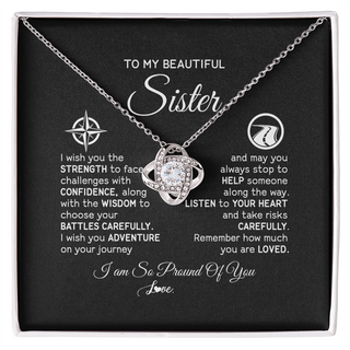 To My Sister Necklace From Brother I Wish You The Strength Sister Birthday Graduation Inspirational Customized Gift Box Message Card