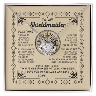 To My Shieldmaiden Necklace Viking Vintage I Love You to Valhalla Jewelry Fiancee Wife Girlfriend Birthday Anniversary Customized Message Card