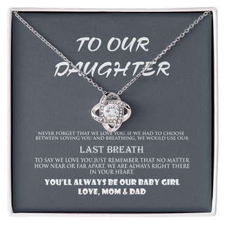 Love Knot Rose Gold Necklace ,Meaningful Daughter Necklace from Parents, Gift for Daughter from Parents, Daughter Jewelry Gift from Mom and Dad