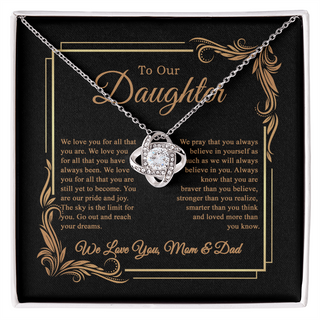 To Our Daughter Necklace, Daughter Gift, Love Knot Necklace Gift For Daughter, Necklace Gift For Daughter, Daughter Necklace From Parents