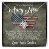 To Wonderful Army Mom Necklace, Mothers Day Gift For Military Mom Love Knot Necklace,Soldier Message Card Gift To Mom,Perfect Jewelry Gifts For Mother's Day,Deploy Gift Mom