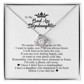 To My Badass Step Daughter, Gifts for Stepdaughter, Love Knot Necklace, Present To My Bonus Daughter From Stepmom, Women's Jewelry
