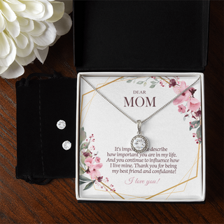real Eternal Hope Crystal Necklace + Earring Set, Mother's Day Gift, From Son To Mom Gift, From Daughter To Mom Gift, Necklace to Mother