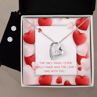 Forever Love Necklace + Clear CZ Earrings, Magic Love Necklace, Mothers Day Gift, Valentine's Day Gifts,