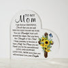 Plaque Mom Gift Birthday Gifts for Mom from Daughters Sons Meaningful Gifts for Mother Acrylic Heart Sign for Mom Mother's Day Gift