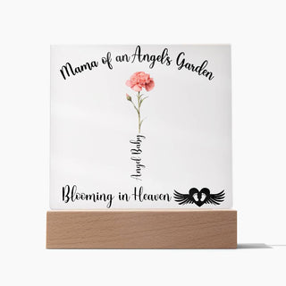 Miscarriage Gift for Mom, Personalized Birthflower gift for mom, Miscarriage keepsake for mother, LED Light Acrylic Plaque, Mama of an Angel Plaque