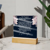 To My Daughter 3D Acrylic Wooden Base Square Plaque with Heartfelt Message Sentimental Gift for Daughter Dad to Daughter Keepsake
