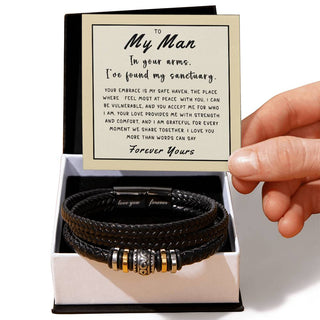My Man Gift - My Sanctuary Love You Forever Bracelet | Romantic Gift for Him - Anniversary, Birthday, Father's Day, Valentine's Day