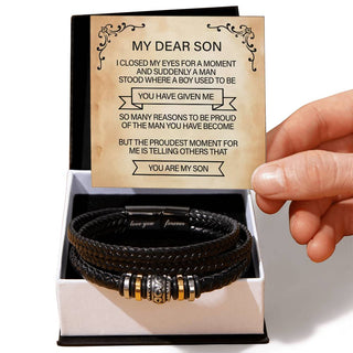 Gift for Son from Mom, To my Son Leather bracelet,Graduation Gifts for your Son-Dad, 18th Birthday Gift, Message Bracelet, Gift for teenager