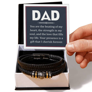 Dad Bracelet Fathers Day Gift from Kids, Engraved Vegan Leather Mens Bracelet, Gift from Daughter Son, Gift for Man, Bracelet for Men.