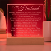 To My Husband "I Can't Live Without You" Acrylic Plaque, Meaningful Gift for Husband, Gift from Wife, Best Birthday Christmas Gift for Him