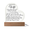 To My Beautiful Wife "I Can't Live Without You" Acrylic Heart Plaque, Wife Gift from Husband, Thoughtful Gift for Her, LED Heart Acrylic
